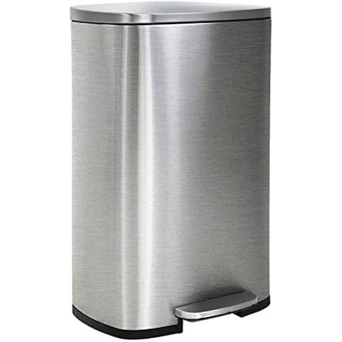 Bigacc Stainless Steel Step Trash Can 13 Gallon Metal Trash Can with Lid Large Garbage Cans Garbage Bin, Wastebasket with Pedal for Kitchen, Bathroom, Restroom Office Trash Bin, Silver/Nickel Cover