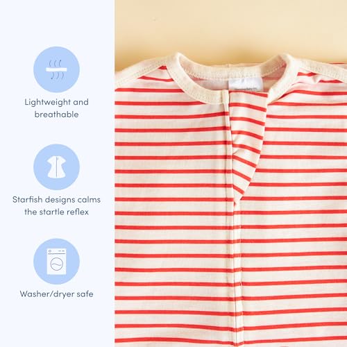 Image of SleepingBaby Zipadee-Zip Transition Swaddle - Cozy Baby Swaddle Blanket with Zipper Convenience - Roomy Wearable Blanket for Easy Diaper Changes - Stripes Strawberry /Cream, X-Small (3-6 Month)