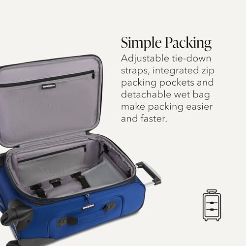 Image of SWISSGEAR Sion Softside Expandable Spinner Luggage Durable Lightweight Travel Suitcase, Blue, 2-Piece Set (Carry-On /Large)