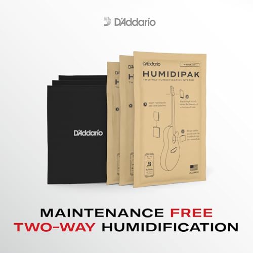 D'Addario PW-HPK-01 Humidipak Automatic Humidity Control System for Guitar, Black Small Medium Large X-Large 2X-Large