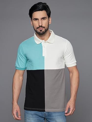 Image of THE DRY STATE Men's Basic Fit Textured Stand Collar Henely T-Shirt