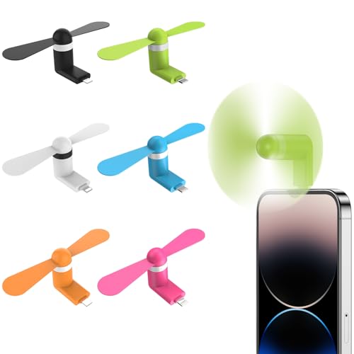 MIUOLV Fan, 6 Pack Mini Cell Phone Fan Portable Colorful and Powerful Compatible with iPhone 14/14Pro Max/13/13 Pro Max/12/12 Pro Max/11/11 Pro/11 Pro Max/X/Xs/Xr/iPad