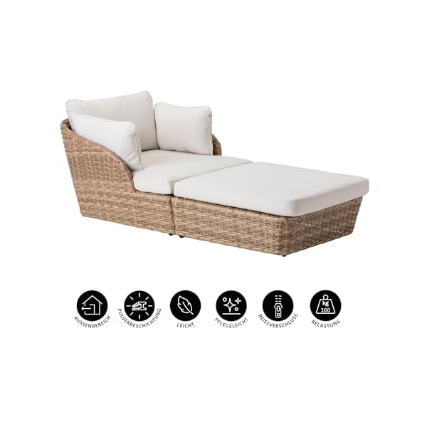 Dehner Gartenliege Tulum Set Braun/Weiß