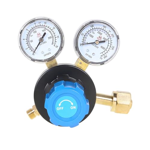 TJHSM CGA540 Oxygen Regulator Welding Gas Pressure Gauge Copper and Plastic for V-Style Torch Cutting Kit T-Handle
