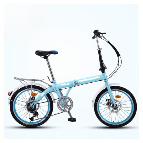 Bicicleta Plegable para Adultos, Bicicleta portátil Ultraligera de 16 Pulgadas, Plegable en 3 Pasos, Ajustable en 7 velocidades, Frenos de Disco Dobles Delanteros y Traseros, 4 Colores