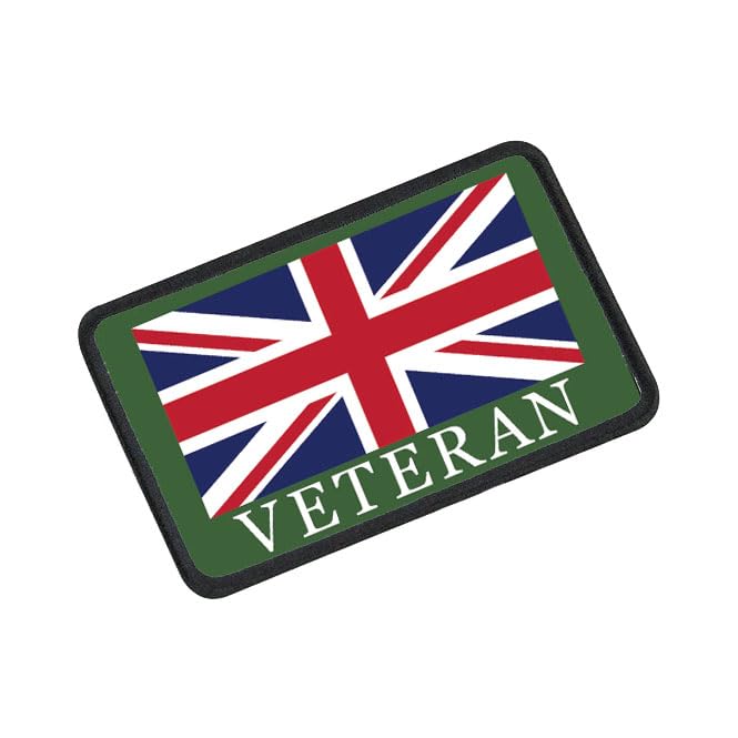 Union Jack Veteran Military Motif Patch – Embroidered British Flag Badge for Veterans, Tactical Gear, Jackets, Backpacks | Velcro Backed for Easy Application (Khaki)