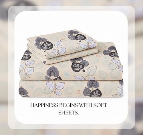 Image of VAS COLLECTIONS 220 TC 100% Cotton Kingston Collection Super King Size Bedsheets with 2 King Size Pillow Covers| Luxury Soft Sheets (3pcs Set) |108x108 inches (Cream, Grey & White)