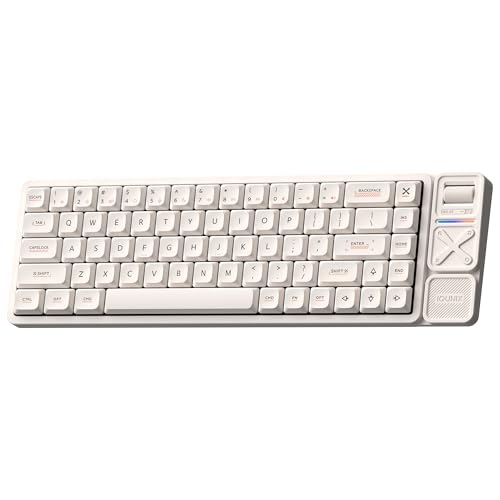 IQUNIX Magi65 Pro Low Profile Mechanical Keyboard Wireless 65% Keyboard Ultra Slim for Creamy Typing, Hot Swappable, RGB Backlit, PBT Keycaps, Aluminum Case, BT/2.4G/USB-C, Mac/Windows (Ochre White)