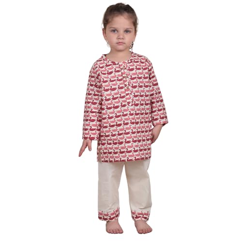 Image of POLKA TOTS 100% Cotton Traditional Nightwear Kurta Pyjama Set | Unisex Night Dress for Kids Girls & Boys | Summer Night Suits for Kids | Ethnic Indian Nightsuit | Cotton Night Suit Combo Set for Baby