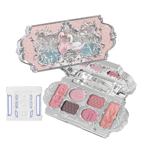Flower Knows Swan Ballet Six-Color Makeup Palette,Eyeshadow,Blush,Highlighting & Contour All-in-One