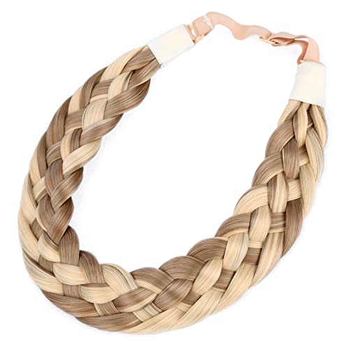 BOBIYA 5 Strand Synthetic Hair Braided Headband Classic Chunky Wide Plaited Braids Elastic Stretch Hairpiece for Women Girl (Buttered Toast)