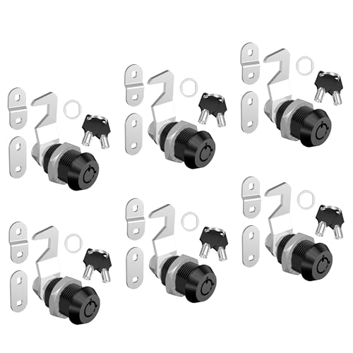 Hecfu 6 Pcs Black Toolbox Locks with Keys, 5/8
