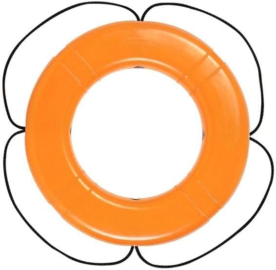 30 in. Solas Polyethylene Shell Life Ring with Black Rope Orange