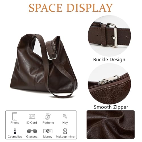 Bolso Hobo grande para mujer de cuero vegano miniatura 4