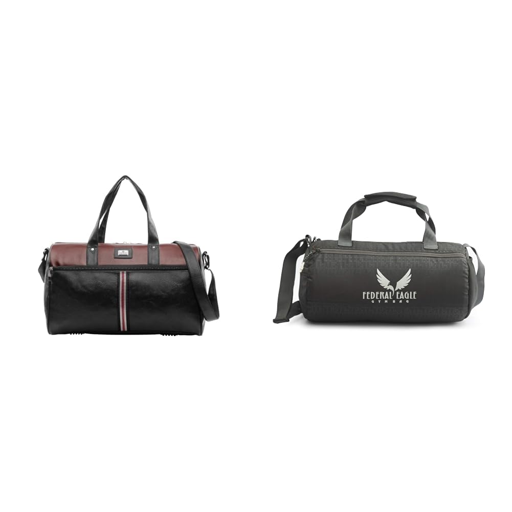 Leather Duffle Bag| Stylish & Spacious Duffle Bag for Travel | Men and Women's Weekender + Sports Duffle/Travel Bag Classic Polyester Round-Shaped Large Capacity 20L Gym Bag with-image-16