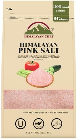 Himalayan Chef Pink Salt Fine Stand Up Bag w/Window|100% Pure Natural Himalayan Pink Salt - 1 LBS