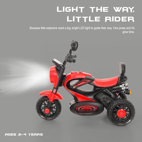 Image of Little Rides 3 Wheel Super Harley Bike | Rechargeable Battery Operated Ride-On Bike for Kids | Ages 2 to 4 Years | Royal Enfield Style | Premium Ride-On Toy Bike for Toddlers - Children - Red