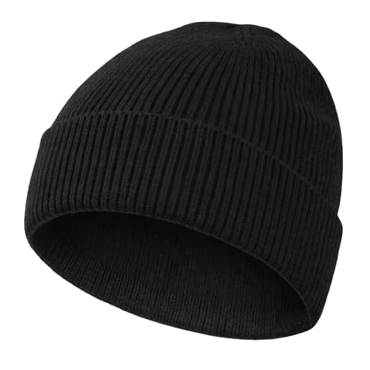 Bonnet Homme Femme de Hiver Unisexe Ample Coton Performance Chapeau Tricoté Slouch Baggy Sport Chaud Douce et Confortable à Porter Bonnet à visière Noir Taille Unique