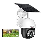 DEKCO 5MP Solar Überwachungskamera Aussen Akku,360 Grad Schwenkbare Kabellose Überwachungskamera mit 4 Lichter Farbnachtsicht, 2.4GHz WiFi, PIR-Sensor, Wasserdicht, 2-Wege-Audio, Kamera Outdoor
