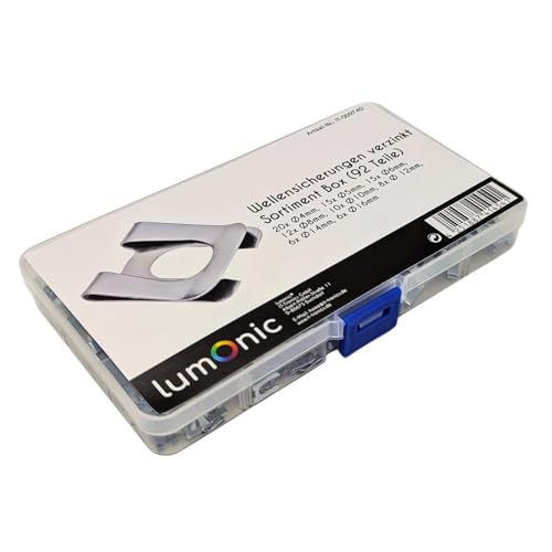 Lumonic I SL-Sicherungen Set I 92 Teile I 4-16mm I verzinkter Federstahl I für Wellen und Bolzen I Wellensicherung Sortiment I einfache, werkzeuglose Montage