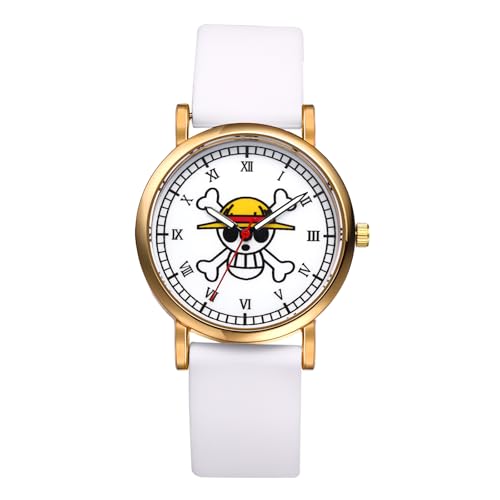 OIDEA Herren Armbanduhr Totenkopf aus Silikon: Weiß Silikonarmband mit Römischer Zifferblatt Herrenuhr Skull Schädel Geschenk für Männer Junge Freund