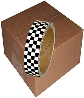 Laminated Checkerboard Outdoor Vinyl Tape 1 inch x 18 Yards (White/Black (Pack of 24))
