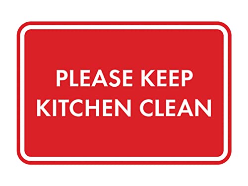 Classic Framed Please Keep Kitchen Clean Sign (Red) - Large 5 Pack