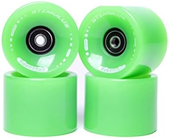FREEDARE 70mm Longboard Wheels with ABEC-7 Bearings and Spacers(Green,Set of 4)