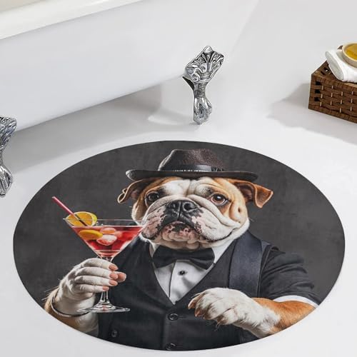 Tapis rond bouledogue martini en microfibre absorbante Dini - 6
