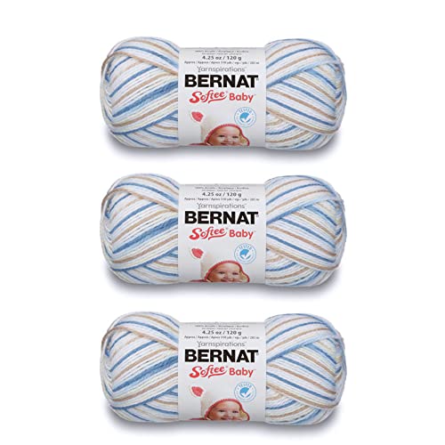 Image of Bernat Softee Baby Little Boy Blue Yarn - 3 Pack of 120g /4.25oz - Acrylic - 3 DK (Light) - 310 Yards - Knitting /Crochet