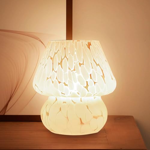 Image of Dawnwake Mushroom Lamp Table Lamp for Bedroom,Small Desk Bedside Lamps for Living Room,Mushroom Decor Cute Mini Modern Mid Century Lamps for Night Stands (Flame White)