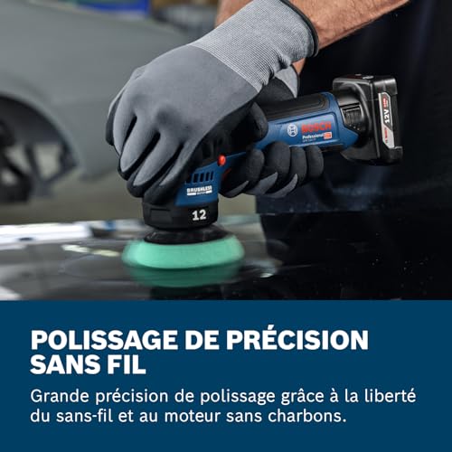 Bosch Professional 12V System Polisseuse sans fil GPX 12V 77 avec support velcro monté 77 mm tampon mousse pour polissage et coupe 77 mm - vue 4