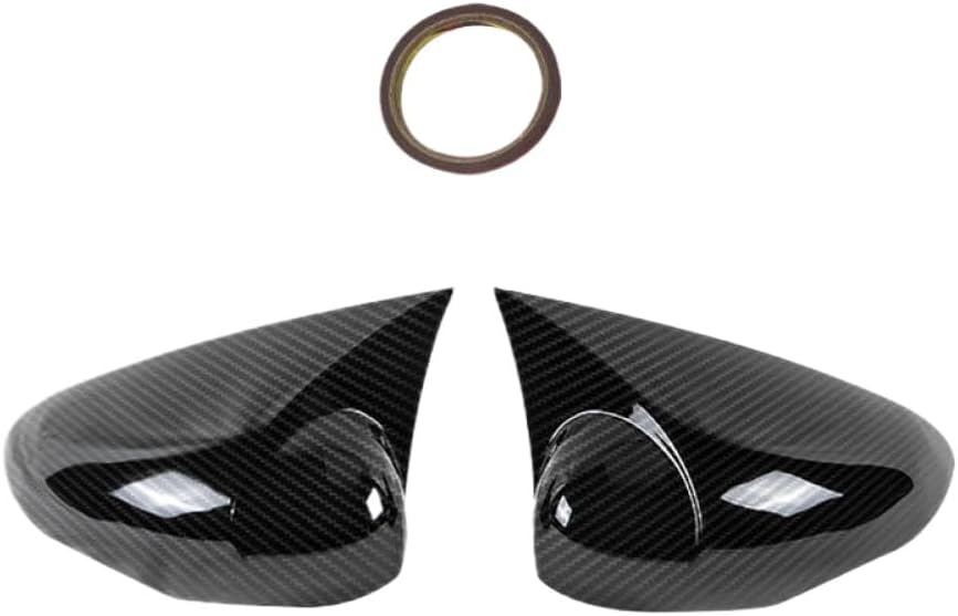 Bat Style Mirror Cover 2 Pieces Glossy Black Car Shields Exterior Accessory Compatible with Automotive Motorcycle Parts Fiesta 2008 2018 Mirror(Carbon Fiber Pattern)