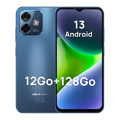 Ulefone Android 13 Note 16 Pro 128 GB+12 GB/TF-256 GB Telefono portatile a buon mercato, 50 MP+8 MP, 8-Core, 6.52' HD+, 4400 mAh Smartphone economico 4G Dual SIM, Face ID/Fingerprint/GPS/5 G-WiFi/2