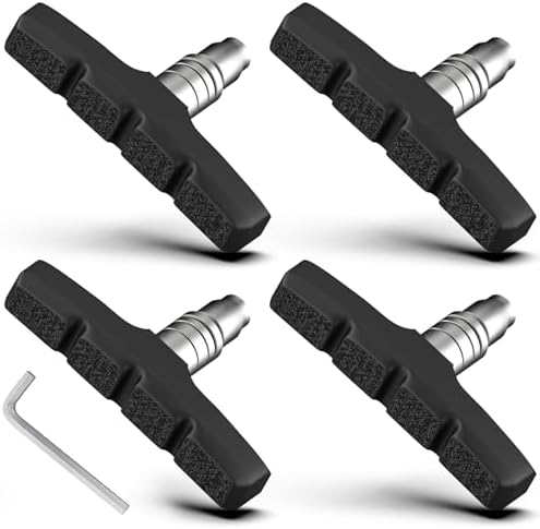 FJCTER Bike Brake Pads, 70mm Universal V Brake Pads, 4PCS Mountain Bike Brake Pads Set with Allen Wrench, Compatible with Cruiser Road BMX Hybrid Folding Bikes, Bicycle Brakes Replacement