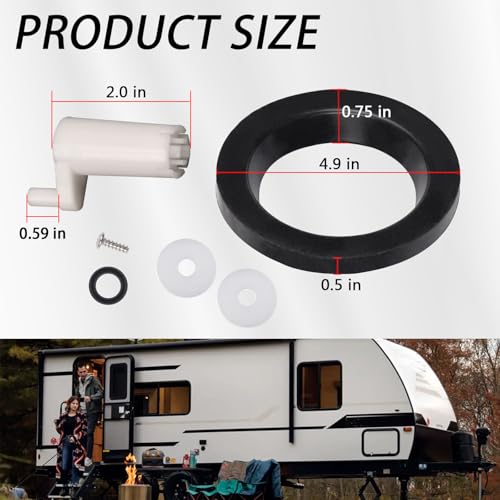 Image of 42048 Waste Ball Drive /Waste Ball Drive Arm Kit Compatible with Thetford Aqua Magic Style Lite, Style II, Style Plus Toilet(Include Closet Flange Seal, Drive Arm, Screw,Plastic Rings)