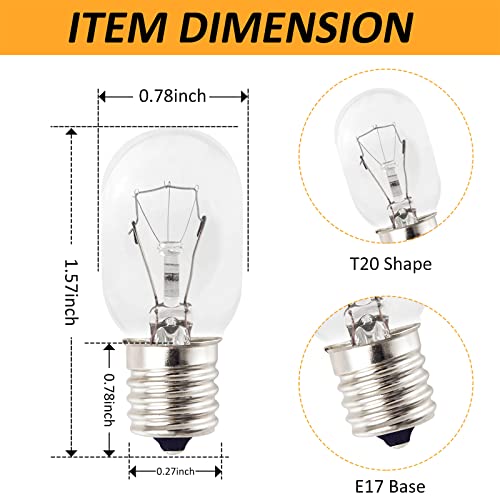 Microwave Light Bulb E17 40W 125V Whirlpool Microwave Light Bulbs Under Hood, Microwave Oven Light Bulb Replacement Parts For Microwave, Whirlpool, Lava Lamp, Salt Bulbs (6-Pack) #TOP1