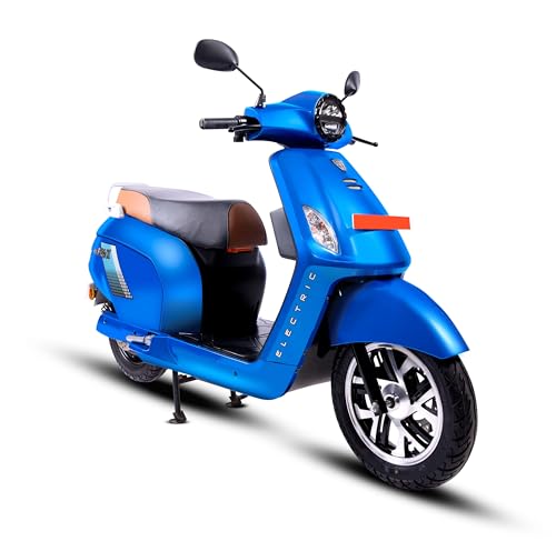 Image of eblu India's 1st Family e Scooter - Feo X - Typical Driving Range 110km per Charge - Top Speed 60 kmph, Xtra - Space | Comfort | Safety |Stability (Pantone Blue)