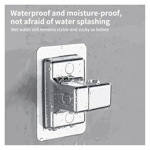 Soporte de ducha de mano negro ABS ajustable sin taladro para pared de baño 7