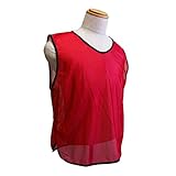 [PLESPO] ビブス ゼッケン ベスト 無地 ユース 中学生 高校生 成人女性 (レッド)