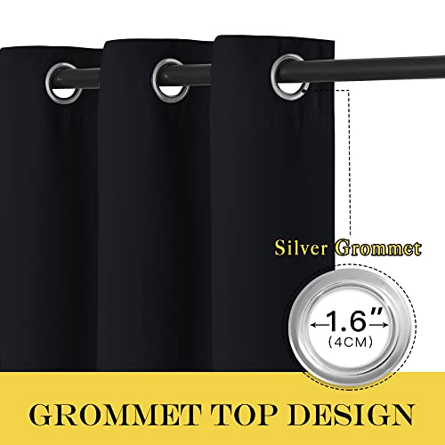 Nicetown Black Blackout Curtain 84 Inch Length - Thermal Insulated Modern Window Treatment Soundproof Drape Panel For Bedroom/Living Room, W52 X L84 Inch, 8 Grommets Top, 1 Piece #TOP1