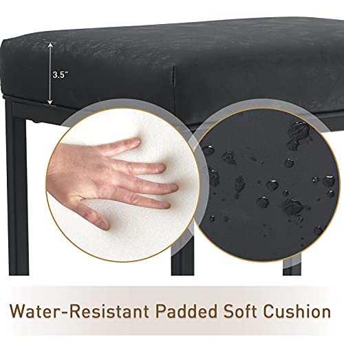 Maison Arts Black Counter Height 24" Bar Stools Set Of 2 For Kitchen Counter Backless Modern Square Barstools Upholstered Faux Leather Stools Farmhouse Island Chairs,Support 330 Lbs,(24 Inch,Black) #TOP3