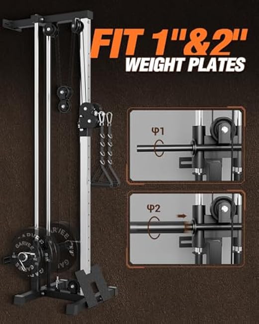 LAT Pulldown Machines, Wall Mount Cable Station for Home Gym, Adjustable Dual Pulleys Cable Crossover Machine with 18 Positions, Heavy Duty Upper Body Weight Machines Workout Equipment