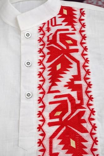 Image of Men's Cotton Jamdani Kurta for Festive, Casual Wear | Traditional Bengali Style Long Kurta | S to XL Size | White, Yellow, Blue Color Options