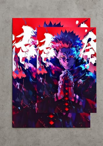 Image of NIJUKA Anime Printed Metal sheet Poster For Home And Room Decoration | For Anime Art Fans Boys And Girls (Sukuna god of curse)