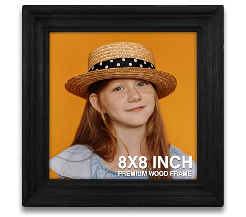 Image of 8x8 Photo Frame | Wall Frames | Small Photo Frame | Black Wood Frame for Wall | Perfect for Living Room, Bedroom & Office, Gift for Friends (8x8 inch, Black)