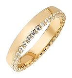 Ardeo Aurum Damenring Trauring aus 375 Gold Gelbgold mit Zirkonia Ehering massiv 4 mm Breite Modell 238 Größe 58