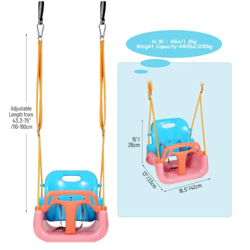 Image of RedSwing 3-in-1 Swing Seat, Blue Pink Orange