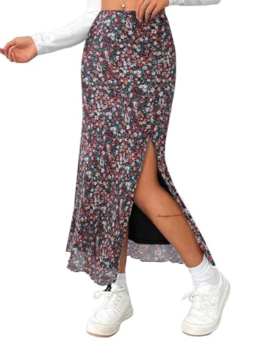 Avanova Women's Mesh Slit Split Long Skirts High Waisted Sexy Summer Maxi Skirts3