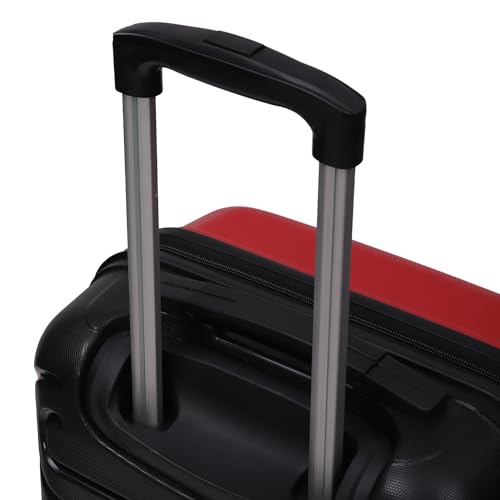 Image of Yayavar Tokyo Textured ABS Hard-Sided Suitcase Bag - 35L| Dual Color Trolley with 4 Spinner Wheels, Number Lock, Water Resistant | Luggage Bag for Travel (Red & Black, 56cm, Small)